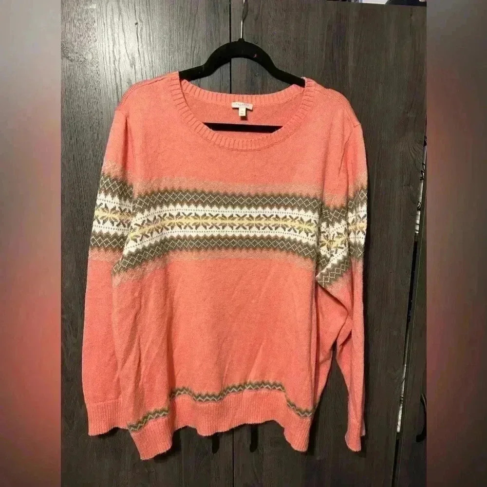 Talbots Fair Isle Cotton-blend‎ Sweater Womens Size 3X
